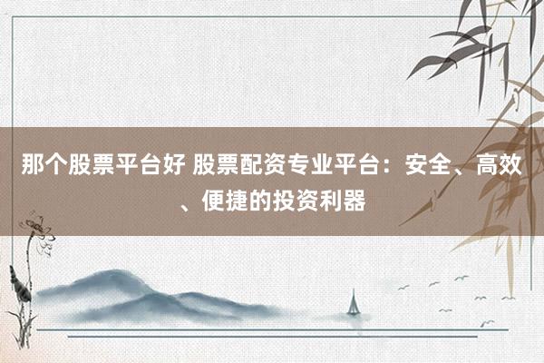 那个股票平台好 股票配资专业平台：安全、高效、便捷的投资利器