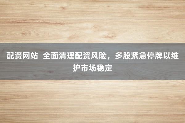 配资网站  全面清理配资风险，多股紧急停牌以维护市场稳定