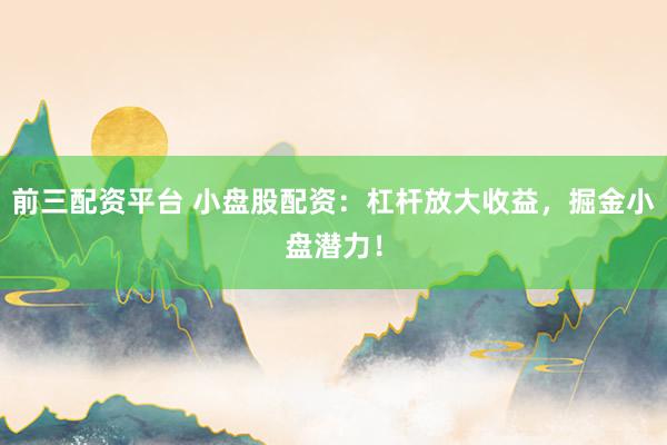 前三配资平台 小盘股配资：杠杆放大收益，掘金小盘潜力！