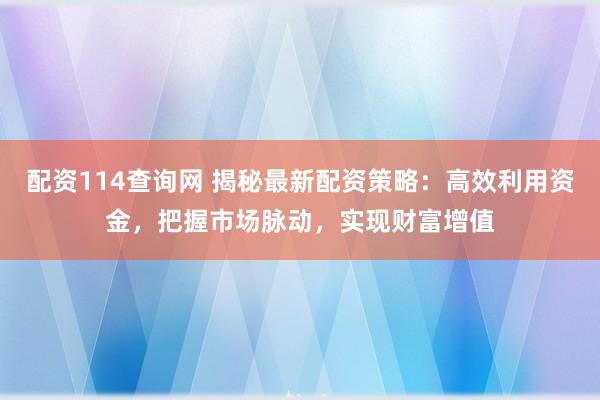 配资114查询网 揭秘最新配资策略：高效利用资金，把握市场脉动，实现财富增值