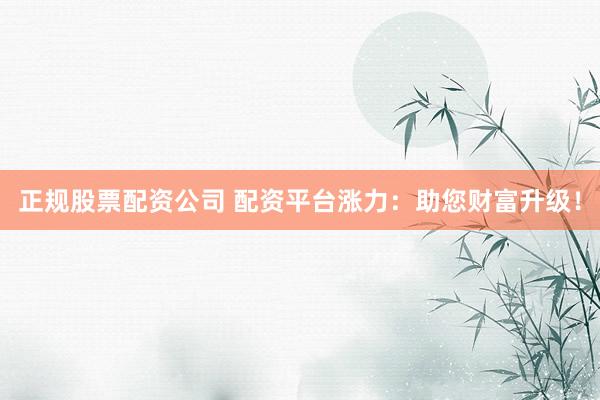 正规股票配资公司 配资平台涨力：助您财富升级！