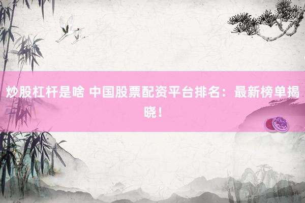 炒股杠杆是啥 中国股票配资平台排名：最新榜单揭晓！