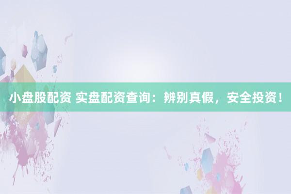 小盘股配资 实盘配资查询：辨别真假，安全投资！