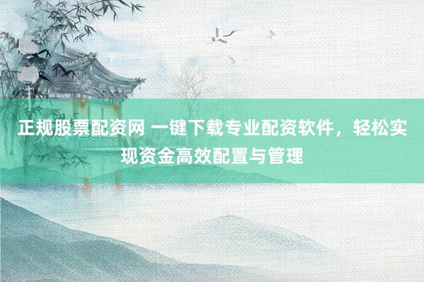 正规股票配资网 一键下载专业配资软件，轻松实现资金高效配置与管理