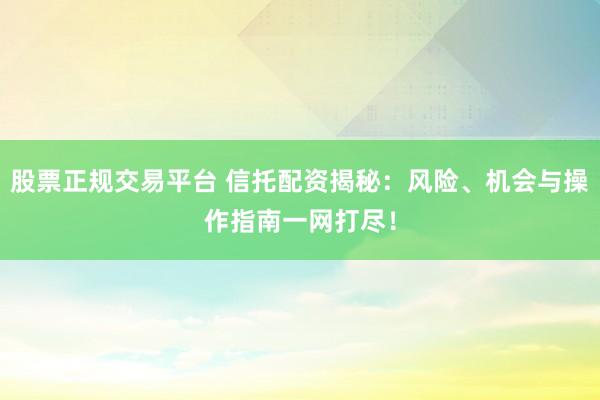 股票正规交易平台 信托配资揭秘：风险、机会与操作指南一网打尽！