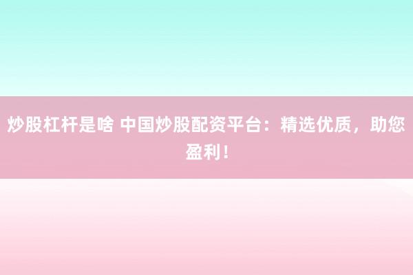 炒股杠杆是啥 中国炒股配资平台：精选优质，助您盈利！