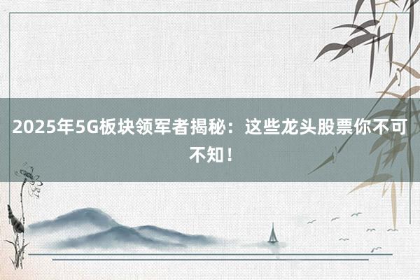 2025年5G板块领军者揭秘：这些龙头股票你不可不知！