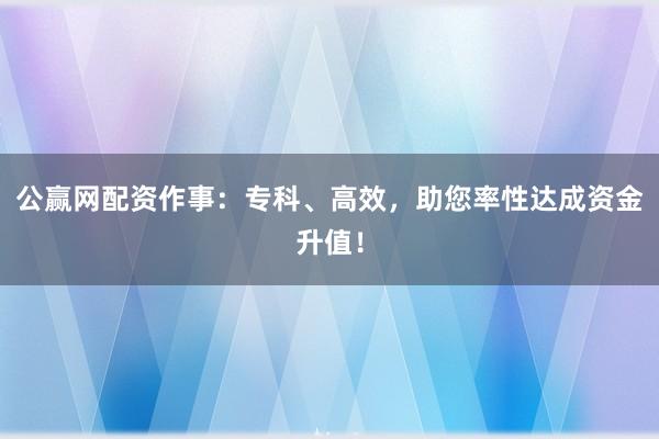 公赢网配资作事:专科、高效,助您率性达成资金升值!