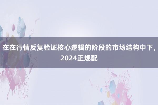 在在行情反复验证核心逻辑的阶段的市场结构中下，2024正规配