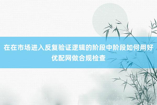 在在市场进入反复验证逻辑的阶段中阶段如何用好优配网做合规检查