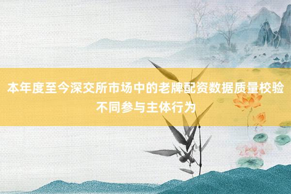 本年度至今深交所市场中的老牌配资数据质量校验不同参与主体行为