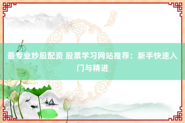 最专业炒股配资 股票学习网站推荐：新手快速入门与精进