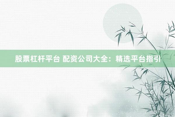 股票杠杆平台 配资公司大全：精选平台指引