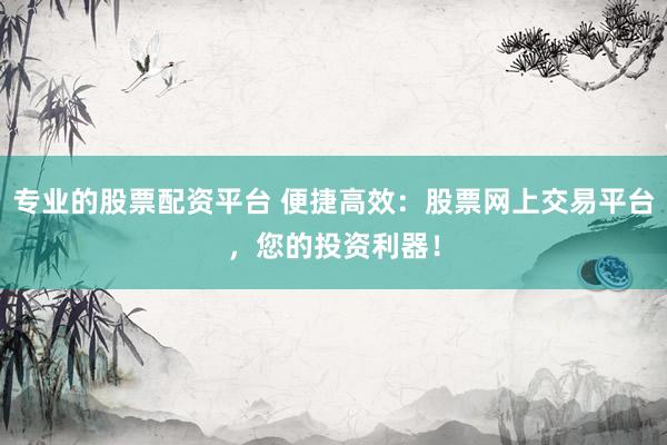 专业的股票配资平台 便捷高效:股票网上交易平台,您的投资利器!